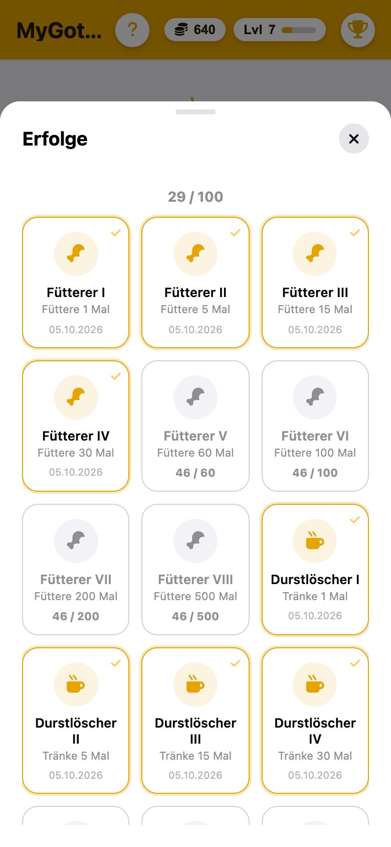 Die Erfolge, 29 von 100 freigeschaltet